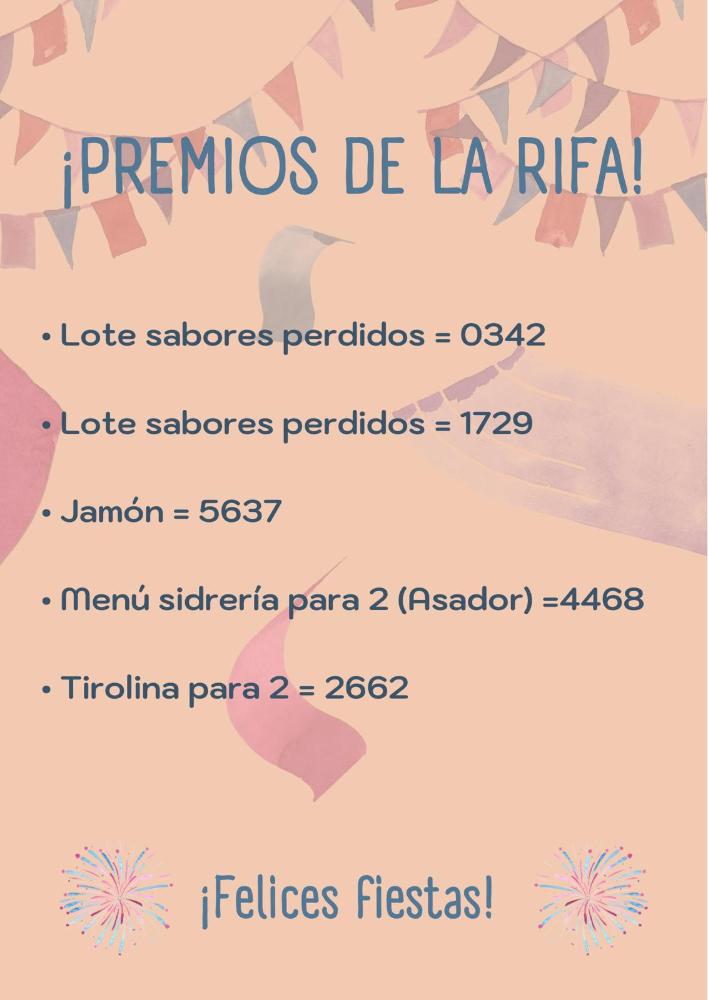 Imagen Numeros premiado de la rifa de las Fistas de Fiscal 2025