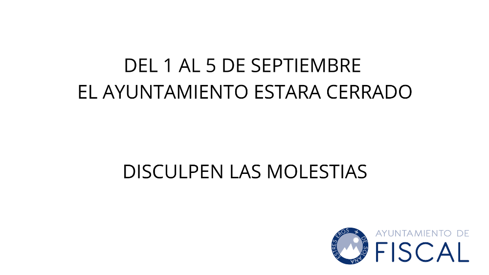 Imagen Del 1 al 5 de septiembre el ayuntamiento permanecerá cerrado