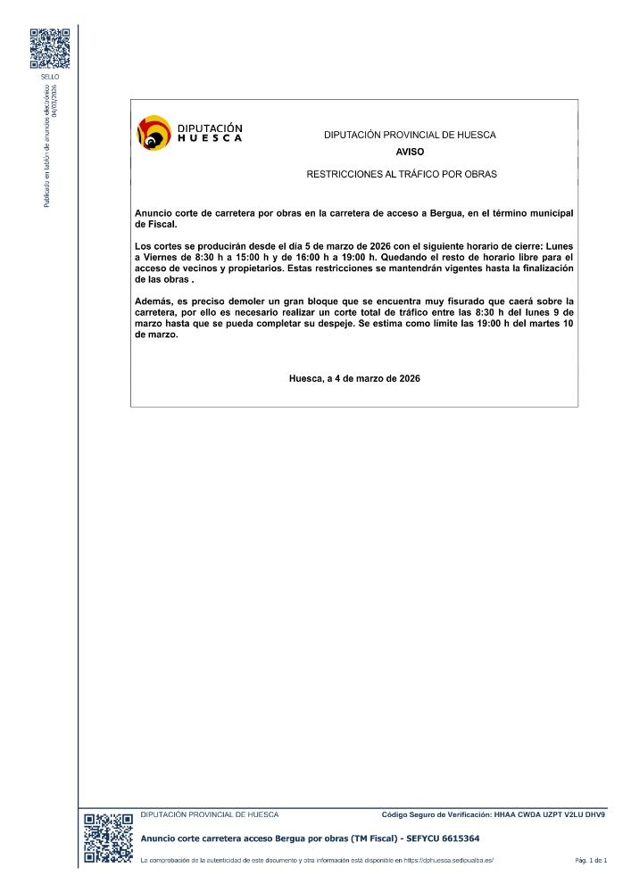 Imagen Corte en la Carretera de Bergua